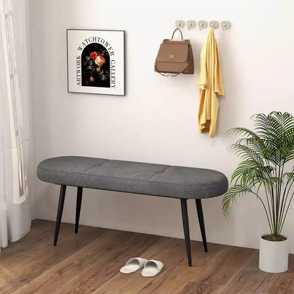 Costway 47 Upholstered Entryway Bench w/ Padded Seat & Heavy-duty Metal Frame