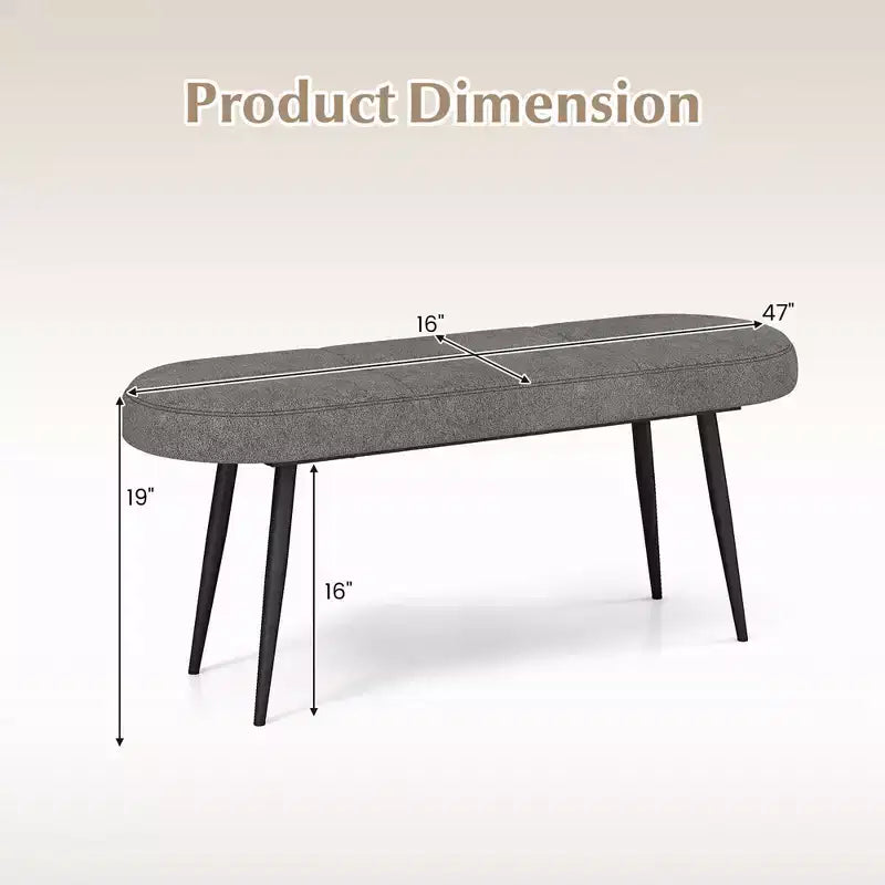 Costway 47 Upholstered Entryway Bench w/ Padded Seat & Heavy-duty Metal Frame