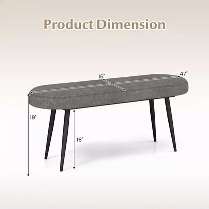 Costway 47 Upholstered Entryway Bench w/ Padded Seat & Heavy-duty Metal Frame