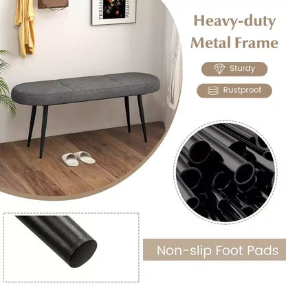 Costway 47 Upholstered Entryway Bench w/ Padded Seat & Heavy-duty Metal Frame