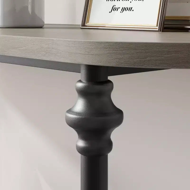 2-Tier Console Table, 43.3 Industrial Entryway Table with Storage Shelf, Metal Frame Sofa Table Behind Couch for Living Room, Hallway & Foyer