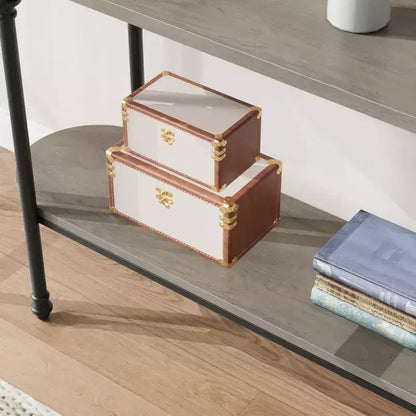 2-Tier Console Table, 43.3 Industrial Entryway Table with Storage Shelf, Metal Frame Sofa Table Behind Couch for Living Room, Hallway & Foyer