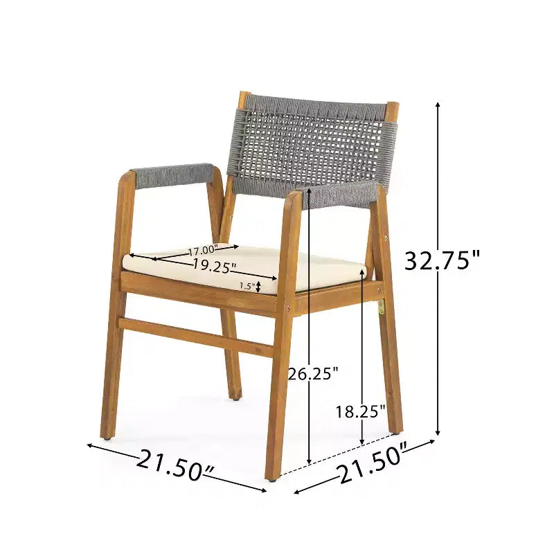 Christopher Knight Home Andika Modern 7 Piece Acacia Wood Dining Set with Rope Backrest and Slatted Table