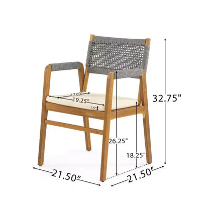 Christopher Knight Home Andika Modern 7 Piece Acacia Wood Dining Set with Rope Backrest and Slatted Table