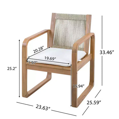 Christopher Knight Home Chasel Set da Pranzo da Esterno Moderno in Legno di Acacia a 5 Pezzi con 4 Sedie da Pranzo in Corda