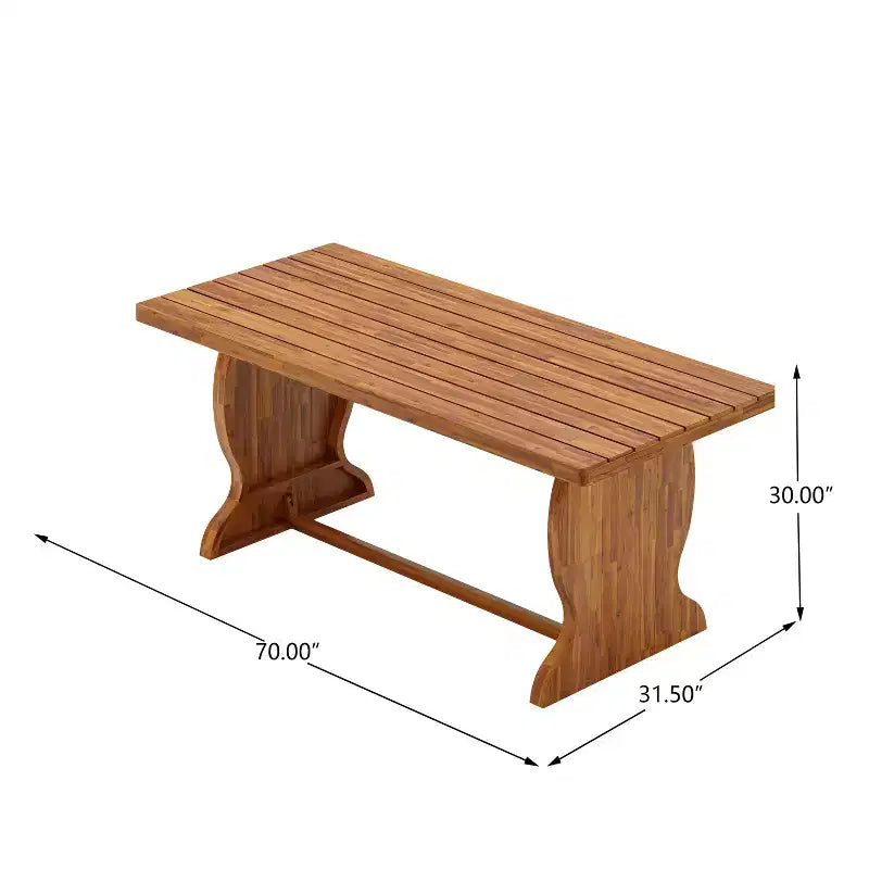 Christopher Knight Home Antonella Farmhouse 7 Piece Acacia Wood Dining Set with Wicker and Slatted Design