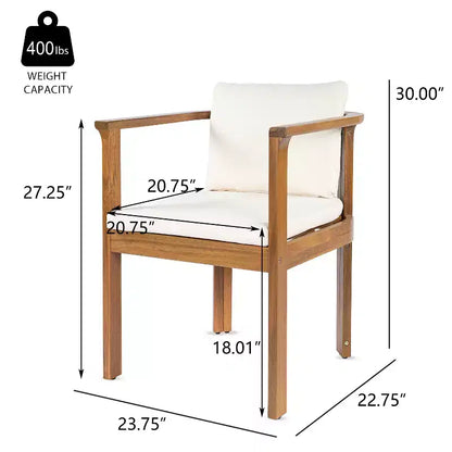 Christopher Knight Home Everett Patio 5-Piece Rustic Acacia Wood Outdoor Round Dining Set with Cushioned Dining Chairs