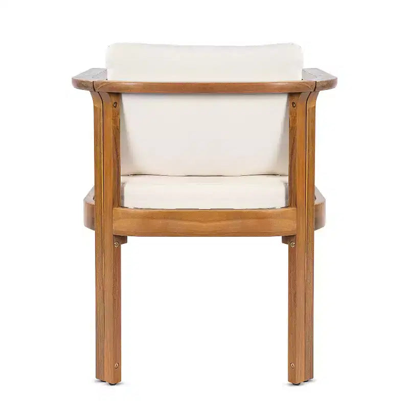 Christopher Knight Home Everett Patio 5-Piece Rustic Acacia Wood Outdoor Round Dining Set with Cushioned Dining Chairs