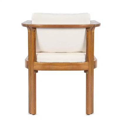 Christopher Knight Home Everett Patio 5-Piece Rustic Acacia Wood Outdoor Round Dining Set with Cushioned Dining Chairs