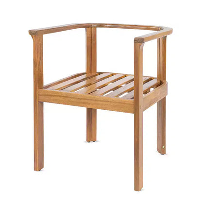 Christopher Knight Home Everett Patio 5-Piece Rustic Acacia Wood Outdoor Round Dining Set with Cushioned Dining Chairs
