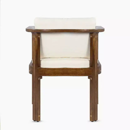 Christopher Knight Home Everett Patio 5-Piece Rustic Acacia Wood Outdoor Round Dining Set with Cushioned Dining Chairs