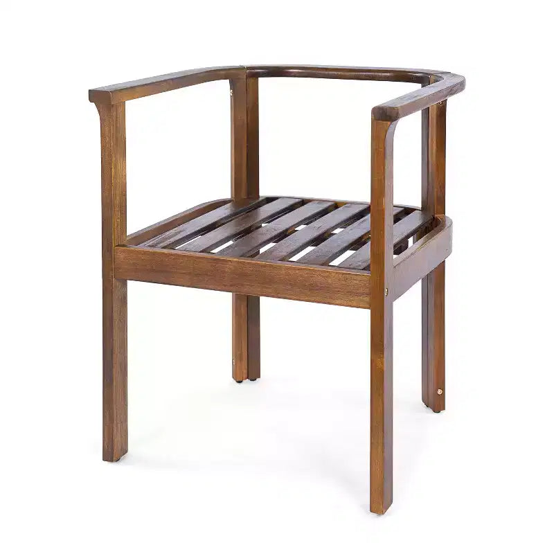Christopher Knight Home Everett Patio 5-Piece Rustic Acacia Wood Outdoor Round Dining Set with Cushioned Dining Chairs
