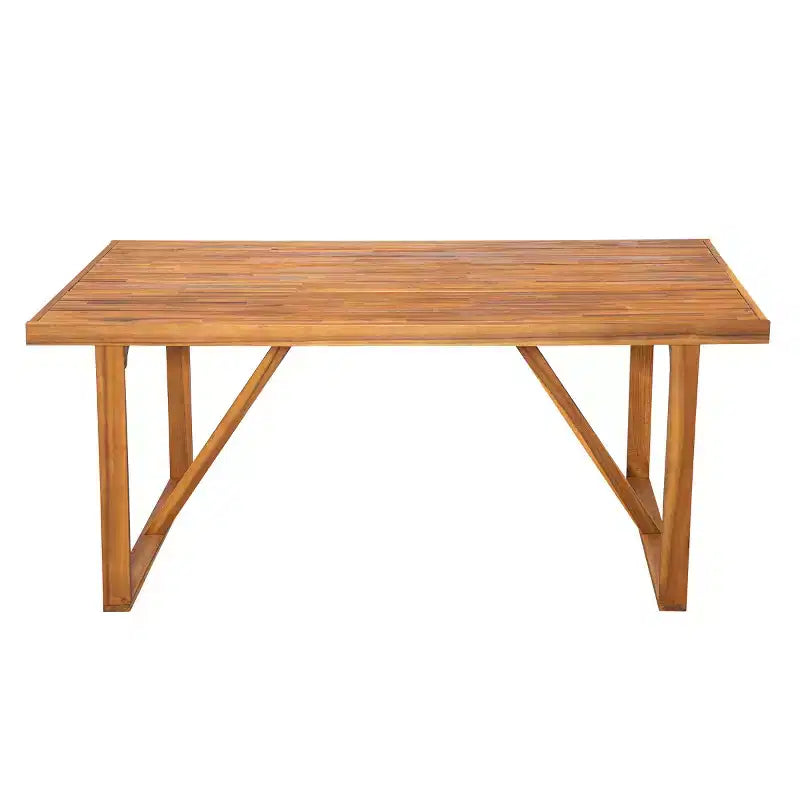 Set da pranzo per esterni da 7 pezzi con tavolo in legno di acacia e 6 sedie imbottite, mobili da pranzo per patio per giardino, terrazza e bordo piscina-Panipeachy