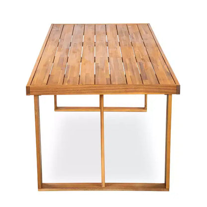 Set da pranzo per esterni da 7 pezzi con tavolo in legno di acacia e 6 sedie imbottite, mobili da pranzo per patio per giardino, terrazza e bordo piscina-Panipeachy
