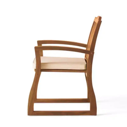 Set da pranzo per esterni da 7 pezzi con tavolo in legno di acacia e 6 sedie imbottite, mobili da pranzo per patio per giardino, terrazza e bordo piscina-Panipeachy