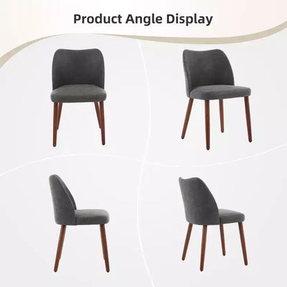 Set of 2 Modern Linen Upholstered Dining Chairs with Wing Backrest and Wood Legs, Comfortable Accent Seating for Dining Room, Kitchen, Living Room