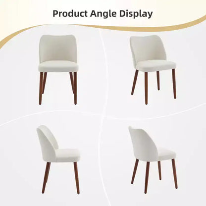 Set of 2 Modern Linen Upholstered Dining Chairs with Wing Backrest and Wood Legs, Comfortable Accent Seating for Dining Room, Kitchen, Living Room