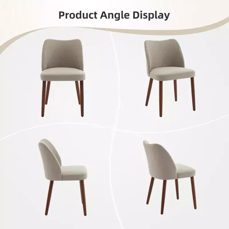 Set of 2 Modern Linen Upholstered Dining Chairs with Wing Backrest and Wood Legs, Comfortable Accent Seating for Dining Room, Kitchen, Living Room