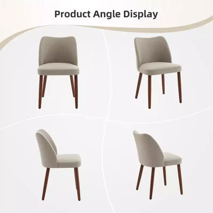 Set of 2 Modern Linen Upholstered Dining Chairs with Wing Backrest and Wood Legs, Comfortable Accent Seating for Dining Room, Kitchen, Living Room