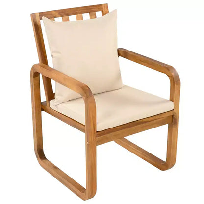 Polibi 7-Piece Acacia Patio Dining Set with Sculpted Loop Armchairs