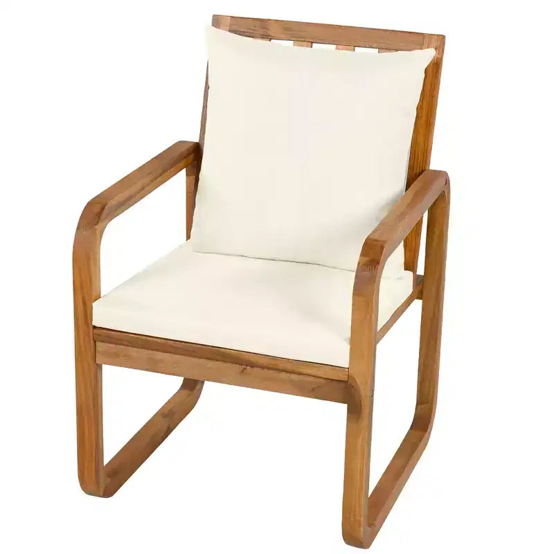 Polibi 7-Piece Acacia Patio Dining Set with Sculpted Loop Armchairs