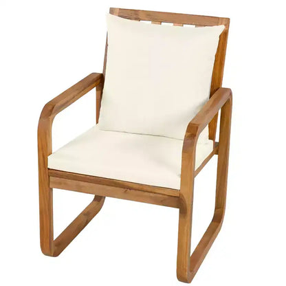 Polibi 7-Piece Acacia Patio Dining Set with Sculpted Loop Armchairs