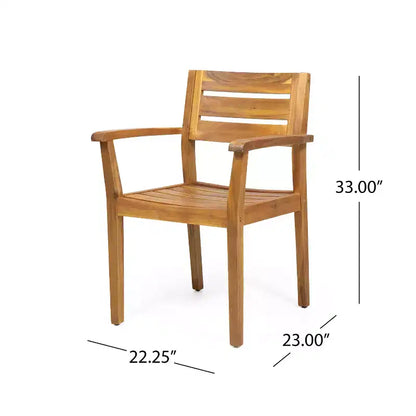 Christopher Knight Home Huodi Modern 7 Piece Patio Acacia Dining Set with Slatted Design