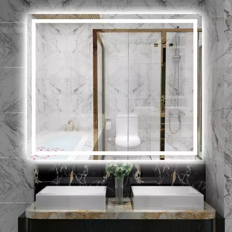 SUMERAIN 48x40 Anti-Fog Bathroom Mirror Shatter-Proof, ETL LED Wall Vanity Mirror Tempered Glass