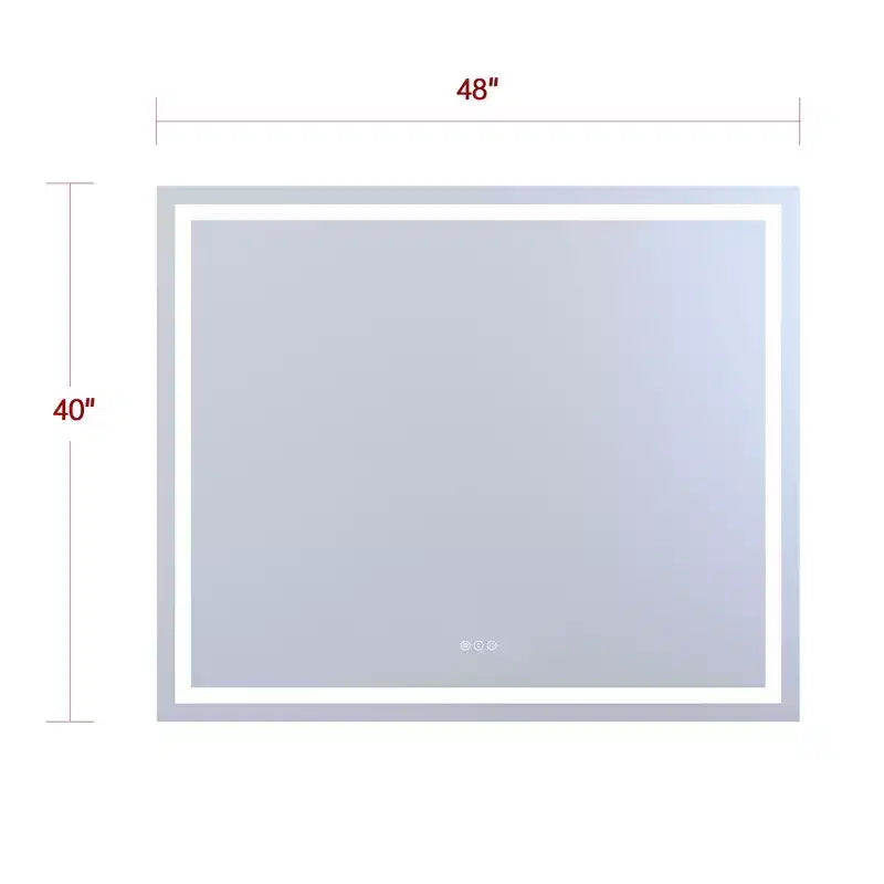 Specchio da bagno anti-appannamento SUMERAIN 48x40, infrangibile, specchio da parete con LED ETL in vetro temperato