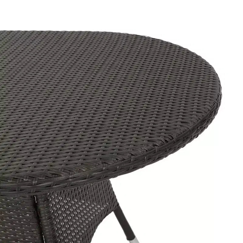 Christopher Knight Home Bruni Modern 7 Piece Patio Iron and PE Rattan Dining Set with Oval Table
