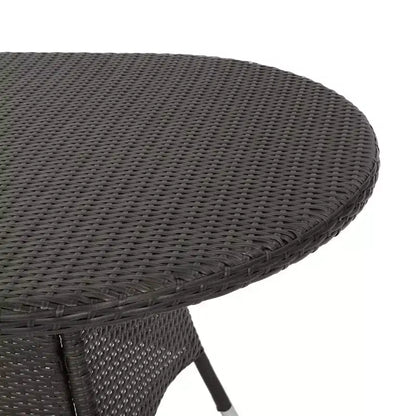 Christopher Knight Home Bruni Modern 7 Piece Patio Iron and PE Rattan Dining Set with Oval Table