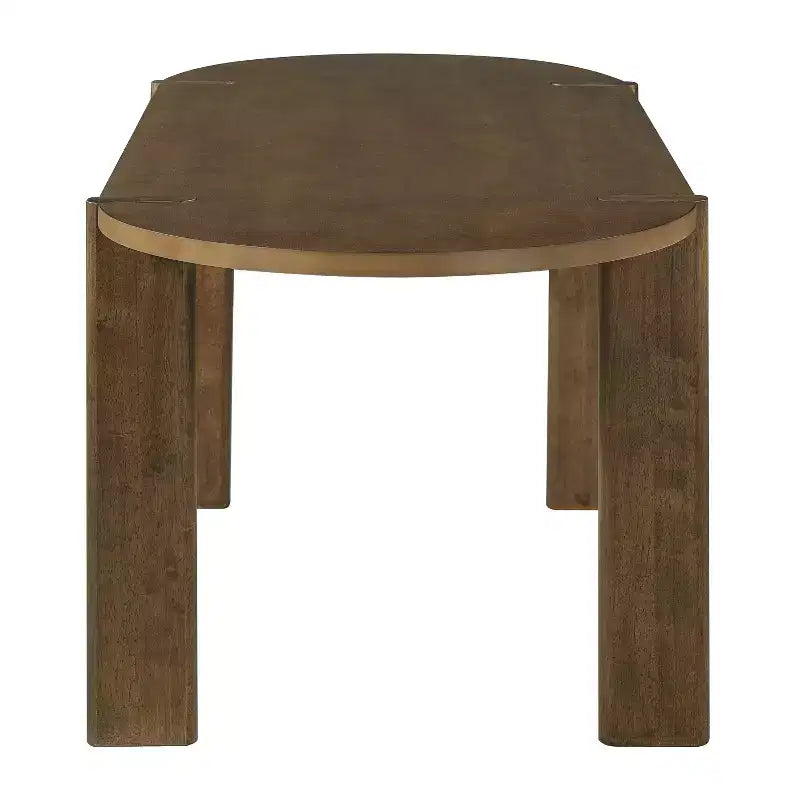 Christopher Knight Home Qinon Moderno Set da Pranzo da Esterno 7 Pezzi in Legno di Gomma con Tavolo Ovale e Schienale Curvo