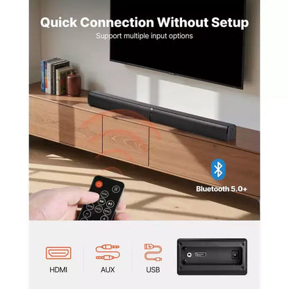 VEVOR Soundbar per Smart TV, 2.0 Canali, 32 Pollici 2 in 1 Soundbar Staccabile, Altoparlanti TV con Connessione Bluetooth HDMI AUX USB, Telecomando, Nero