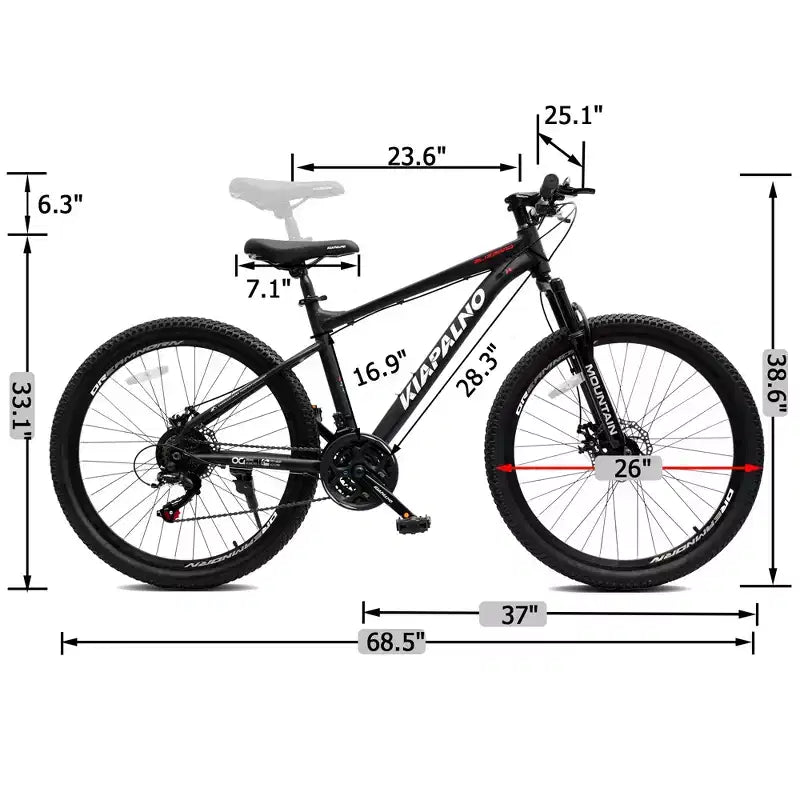 GDFStudio Trailcrest 26 Inch All-Terrain 21-Speed Front Suspension Mountain Bike