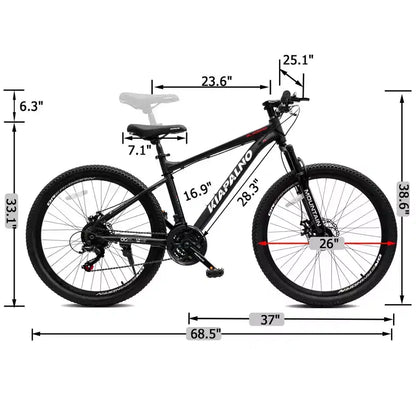 GDFStudio Trailcrest 26 Inch All-Terrain 21-Speed Front Suspension Mountain Bike