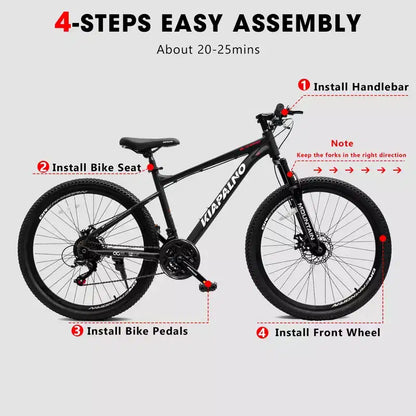 GDFStudio Trailcrest 26 Inch All-Terrain 21-Speed Front Suspension Mountain Bike