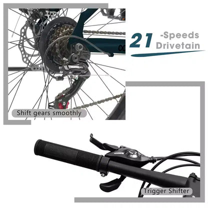GDFStudio Trailcrest 26 Inch All-Terrain 21-Speed Front Suspension Mountain Bike