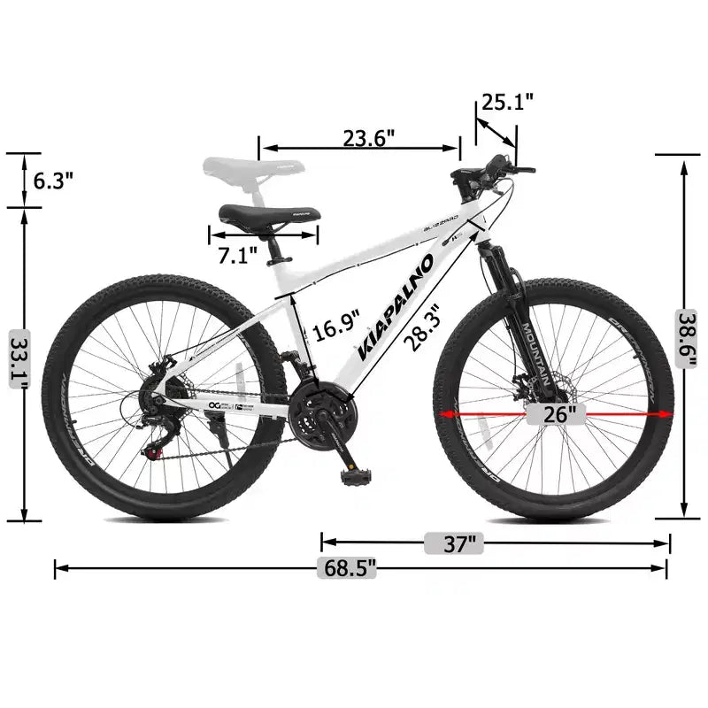GDFStudio Trailcrest 26 Inch All-Terrain 21-Speed Front Suspension Mountain Bike