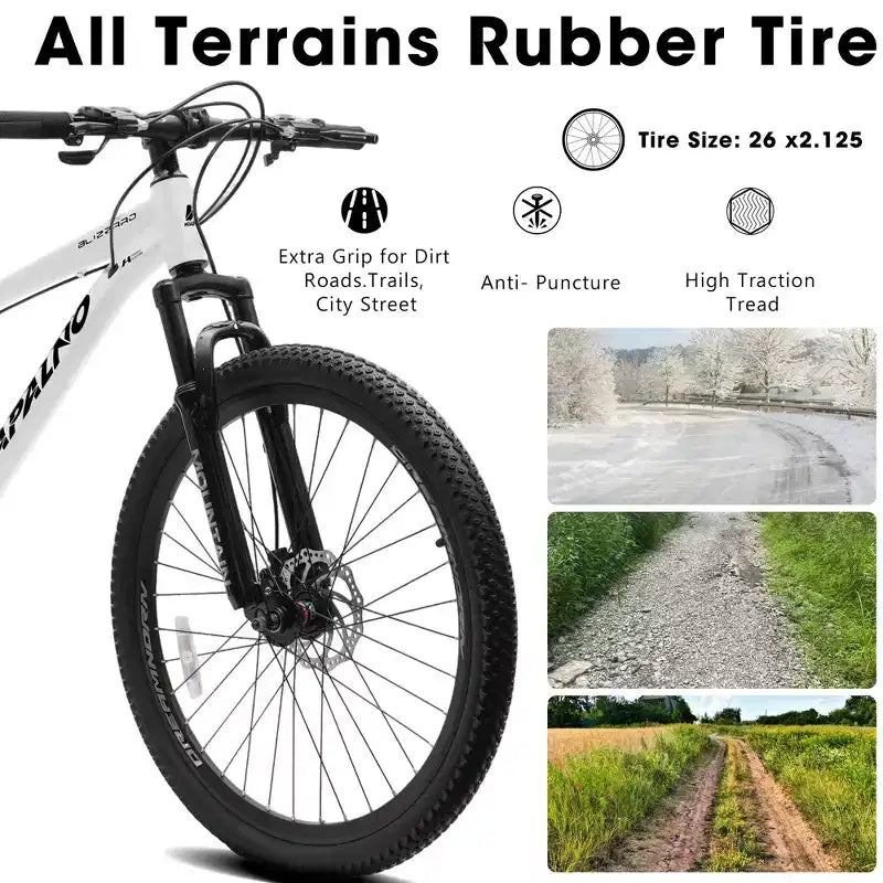GDFStudio Trailcrest 26 Inch All-Terrain 21-Speed Front Suspension Mountain Bike