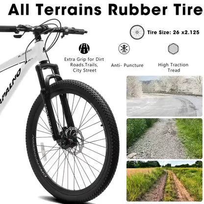 GDFStudio Trailcrest 26 Inch All-Terrain 21-Speed Front Suspension Mountain Bike