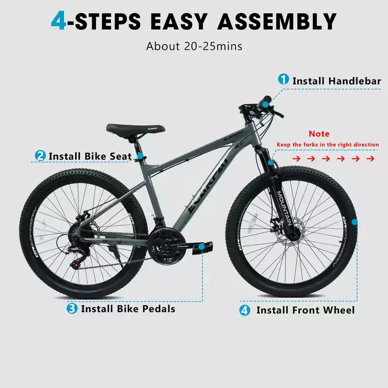 GDFStudio Trailcrest 26 Inch All-Terrain 21-Speed Front Suspension Mountain Bike