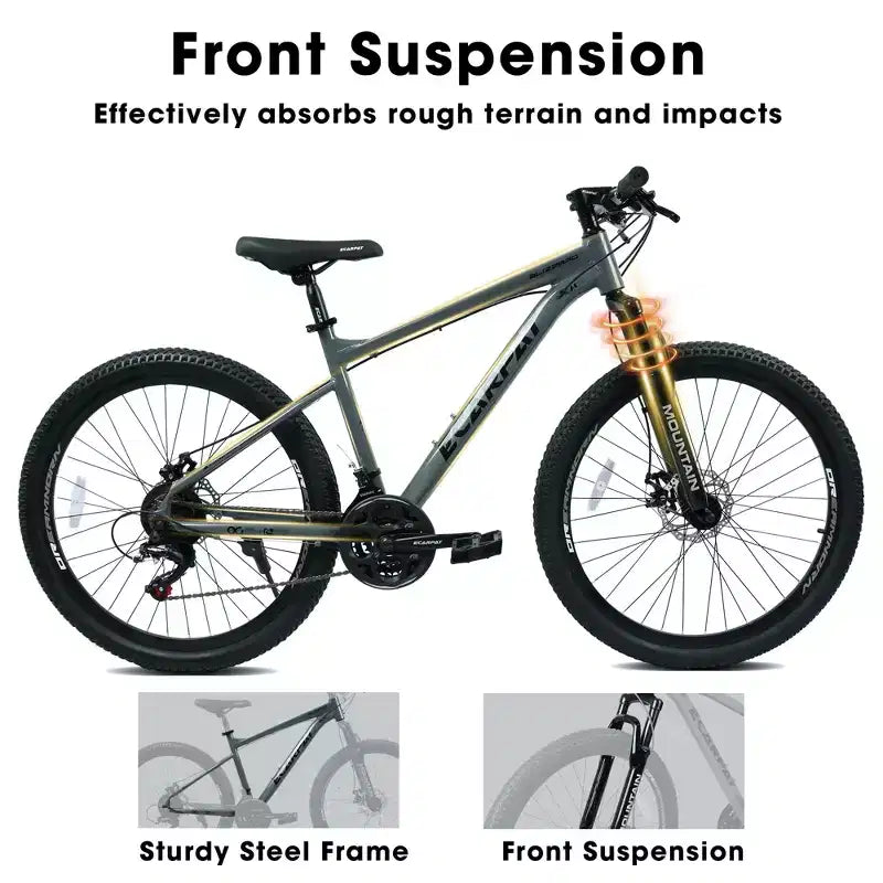 GDFStudio Trailcrest 26 Inch All-Terrain 21-Speed Front Suspension Mountain Bike