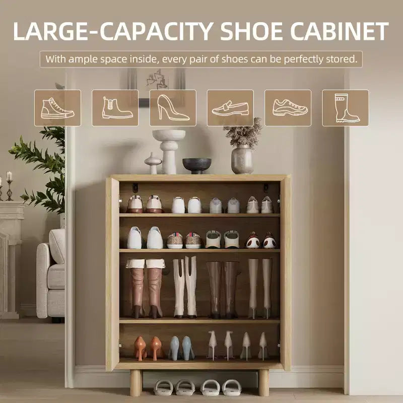 Scarpiera a 5 livelli con ante scanalate, organizer per scarpe da ingresso con 4 ripiani regolabili, stretta autoportante