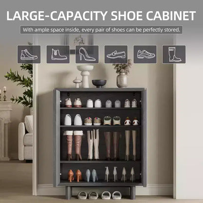 Scarpiera a 5 livelli con ante scanalate, organizer per scarpe da ingresso con 4 ripiani regolabili, stretta autoportante