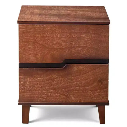 Karl Home Marrone P2 Comodino in MDF Gambe Solide Senza Maniglie 2 Cassetti 51 cm