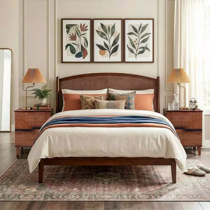 Karl Home Marrone P2 Comodino in MDF Gambe Solide Senza Maniglie 2 Cassetti 51 cm