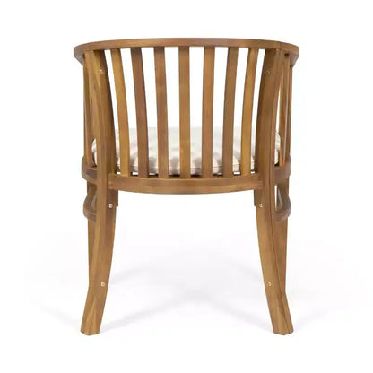 Christopher Knight Home Alain Modern 7 Piece Patio Acacia Dining Set with Oval Slatted Table and Cushions