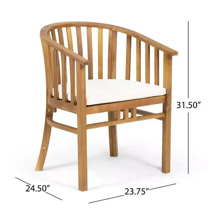 Christopher Knight Home Alain Modern 7 Piece Patio Acacia Dining Set with Oval Slatted Table and Cushions