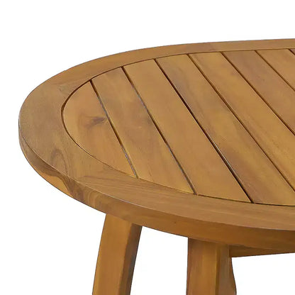 Christopher Knight Home Alain Modern 7 Piece Patio Acacia Dining Set with Oval Slatted Table and Cushions