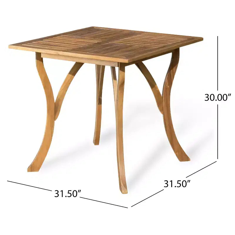 Christopher Knight Home Zola set da pranzo moderno da esterno in acacia a 5 pezzi con tavolo quadrato a doghe
